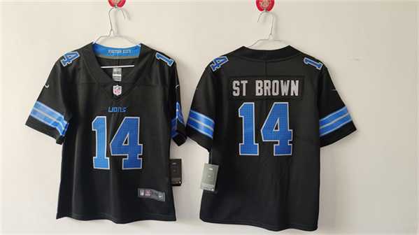 Womens Detroit Lions #14 Amon-Ra St. Brown Black Vapor Stitched Jersey